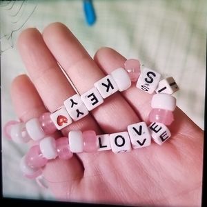 Pink and white love is key bracelet!